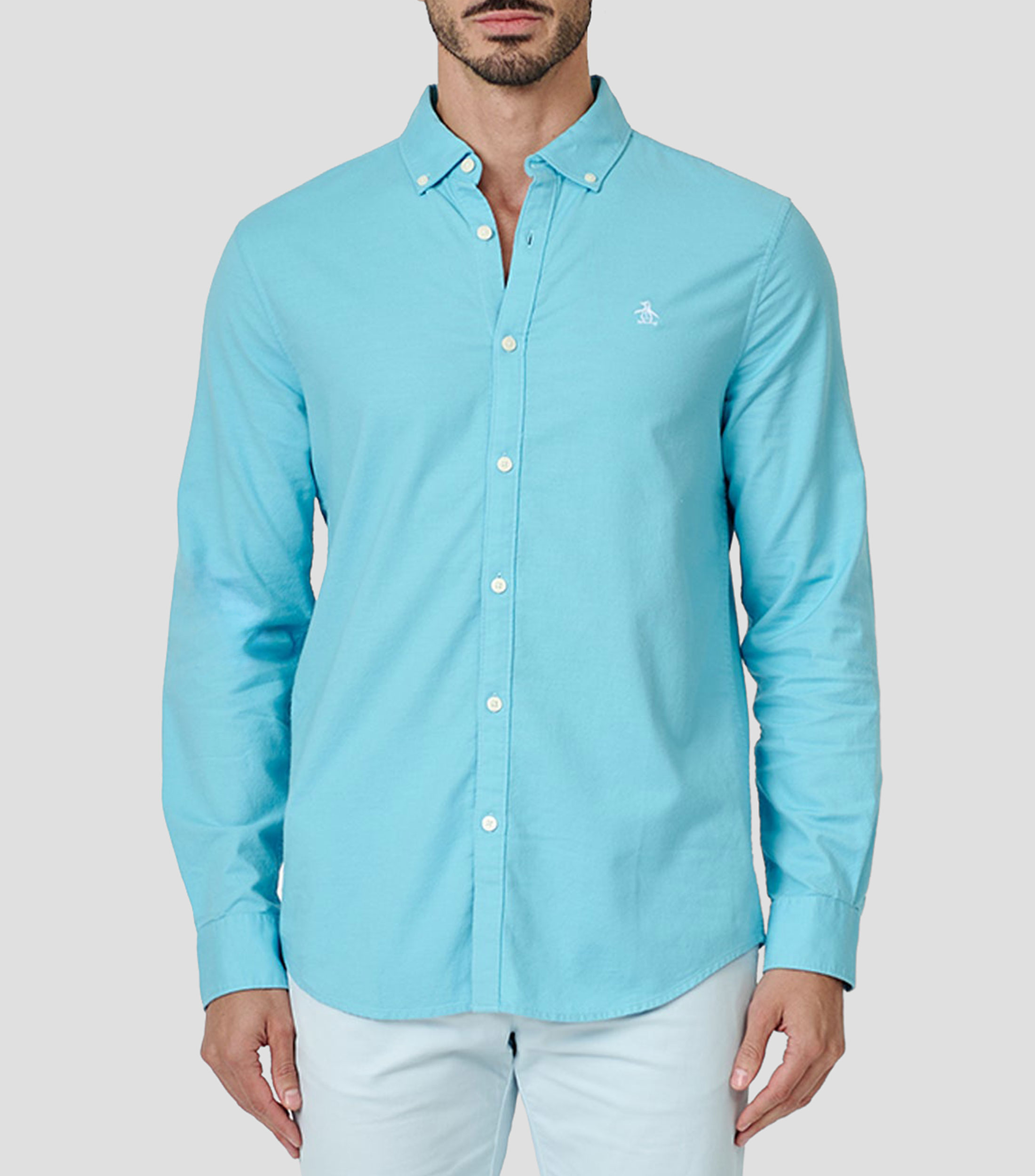 Camisa lisa manga larga Hombre